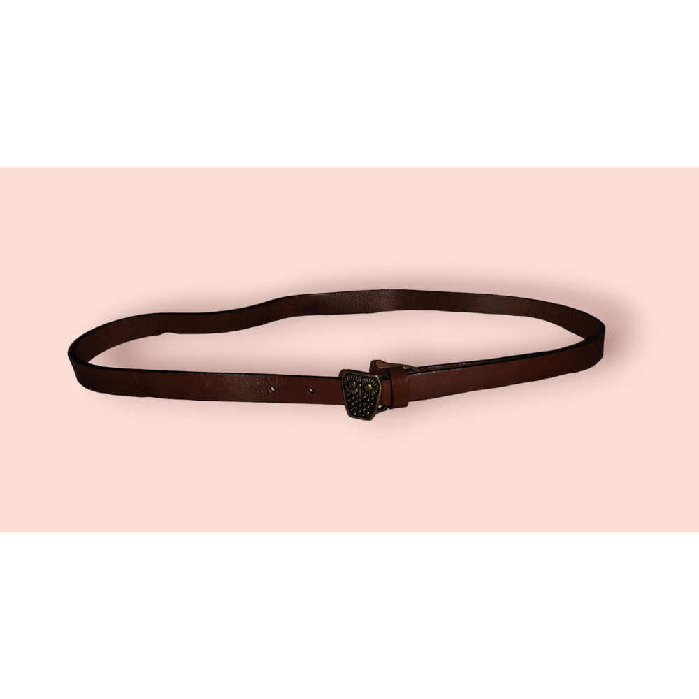 Brown Leather belt with owl buckle